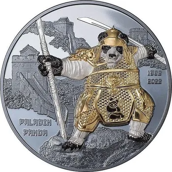 PALADIN PANDA coin 40th Anniversary Black Proof - 3 oz stříbrná mince pozlacená