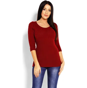 Dámský svetr PeeKaBoo Dámský přiléhavý svetr s 3/4 rukávem Ullo karmínová univerzální