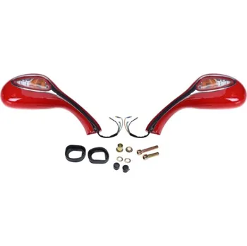 Zrcátko pro motocykl Sada zrcátek pro motorku červená s blinkry