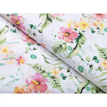 Bavlněná látka/plátno Sandra SA-283 Havajské květy - šířka 160 cm