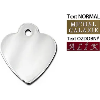 psí známka QUICK TAG gravírovací známka - chromové srdíčko (S)