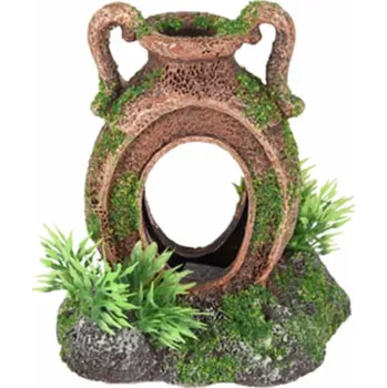 Dekorace do akvária Akvarijní dekorace FLAMINGO - Moza amfora s rostlinami 10x7x11cm