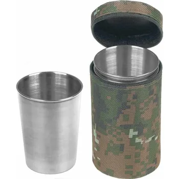 Sklenice Nerezový pohár maskáčový 0,15 L 4ks (Kovové poháre do přírody - balení obsahuje 4 skleničky)