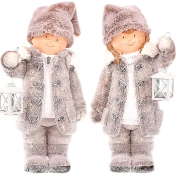 Vánoční dekorace Autronic ANE8720 holčička a chlapec s lucernou