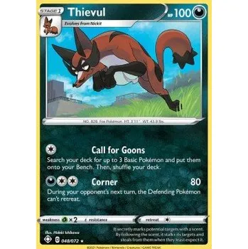 Volný čas Pokémon SHF 048/072 Thievul - Shining Fates Stav: Near Mint, Verze: HOLO