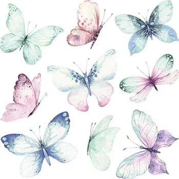Samolepicí dekorace Crearreda WA M Watercolour Butterflies 54117, akvarel motýli
