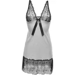 Viskózová sexy košilka s krajkou a mašlí, EU značka - L Barva: Šedá, Velikost: L