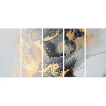 Obraz Malvis ® Obraz Šedozlatá pryskyřice Velikost (šířka x výška): pětidílný obdélník - 100x45 cm