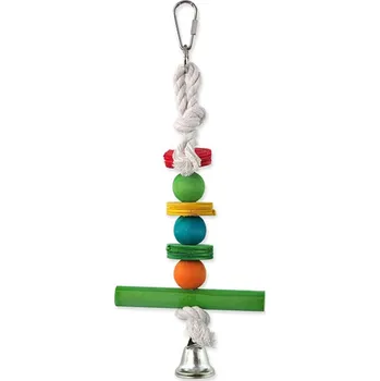 Pro ptáka BIRD JEWELL Hračka BJ závěsná dřevěná hrazda se zvonkem 30 cm