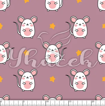 Zakázkový tisk, softshell, kočárkovina... Myšky a hvězdičky na starofialové Látky k tisku: Kočárkovina