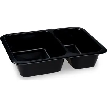 Jednorázové nádobí Menu mísa (PP) Reware Lunch vratná 2dílná černá 227 x 178 x 49 mm [20 ks]