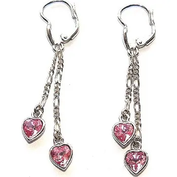 Náušnice Stříbrné náušnice srdíčka Swarovski Rose - NK27/2ř/1315 (Stříbrné náušnice na patent Swarovski srdce rose)