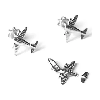 Souprava šperků Stříbrná souprava letadlo - P,NŠ121 (Stříbrná souprava - letadlo - náušnice a přívěsek)