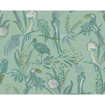 Tapeta Vliesová tapeta zelená, tropické rostliny, ptáci 388982 / Tapety na zeď 38898-2 House of Turnowsky (0,53 x 10,05 m) A.S.Création