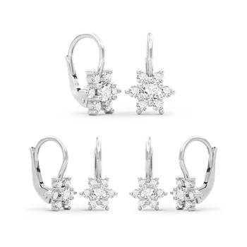 Náušnice SOLUNA Zlaté náušnice máma a dcery STAR se zirkony bílé zlato