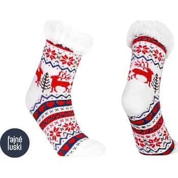 Dámské ponožky Domácí teplé ponožky s kožíškem protiskluzové 39-42 bílá