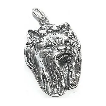 Přívěsek Stříbrný přívěsek pes jorkšír terier (Stříbrný přívěsek pejska)