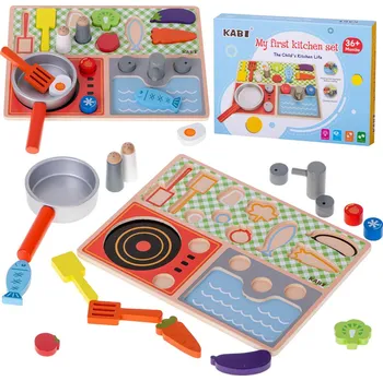 Hračka KIK KX5169 Dřevěný kuchyňský set s příslušenstvím