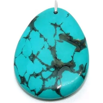 Přívěsek Stříbrný přívěsek přírodní kámen howlit - 3516 (Stříbrný přívěsek s howlitem)