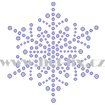 SV065 - sněhová vločka nažehlovací hot-fix kamínková aplikace na textil, rozměry cca 8,5x9,4cm barva: kameny barva 101 Crystal /stříbrná