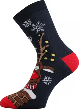 pánské ponožky BOMA Vánoční ponožky se sobem Rudy tmavě modré