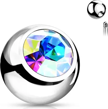 Piercing Šperky4U Náhradní kulička se zirkonem 1,6 x 6 mm - ND024AB-1606