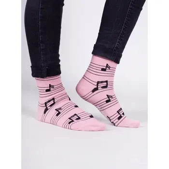 Dámské ponožky Ponožky YO SK0006C růžové s notami velikosti ponožek: 26-27 ( EUR vel. 39-41)
