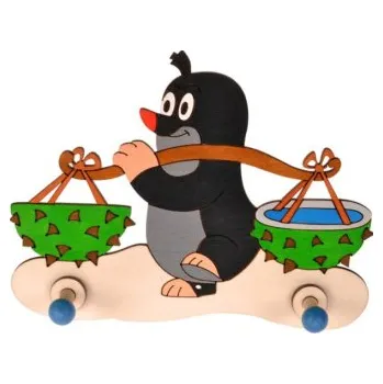 Věšák MANUFAKTURA DODO KRTEČEK S VODOU - dětský dřevěný věšák K74035 (20x16cm)