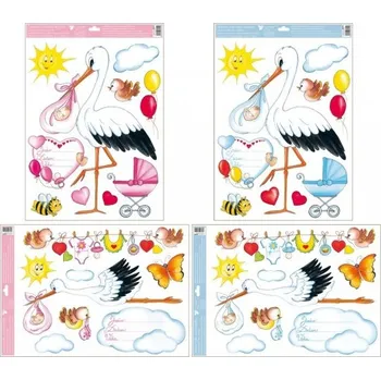 Okenní dekorace Okenní fólie - Čáp s miminkem - 35 x 50 cm - 6870