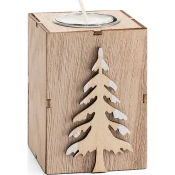 Svícen Dřevěný svícen na 1 čajovou svíčku, design stromku