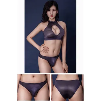 Dámská erotická souprava Transgender, ladyboy spodní prádlo poloprůhledné M Indigo