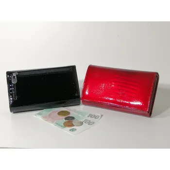 Peněženka Kožená střední lakovaná peněženka hadí vzor 19-448 (Dámská peněženka)