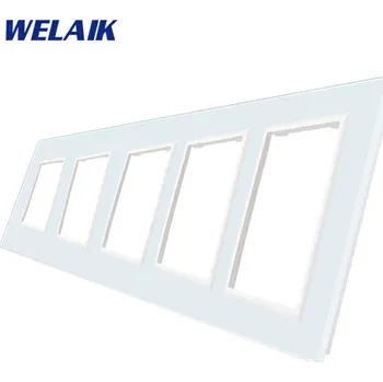 Elektrická zásuvka WELAIK rámeček na 5 zásuvek skleněný - bílý