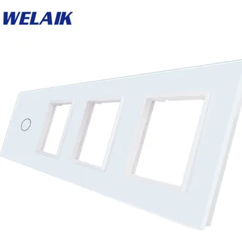 vypínač WELAIK čtyřnásobný skleněný panel 1+zás+zás+zás - bílý