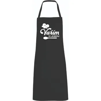 Kuchyňská zástěra LORD OF PIXELS Zástěra Vařím s láskou Barva textilu: Černá