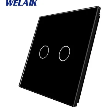 vypínač WELAIK jednonásobný skleněný panel, dvě tlačítka 2 - černý