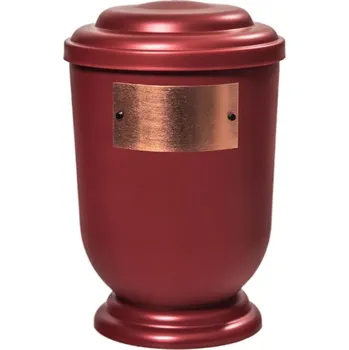 Smuteční dekorace Pohřební Plastová urna na popel, oválné oblé víčko, červená, štítek č. 53, 100 x 50, bez výzdoby