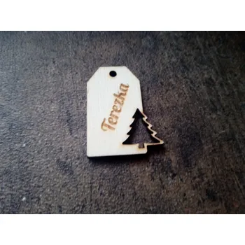 Vánoční dekorace Dřevěná jmenovka na dárek - Stromeček Gravírované