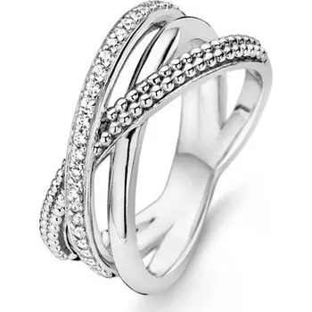 Prsten Prsten TI SENTO se zirkony a kuličkami 12022ZI/56