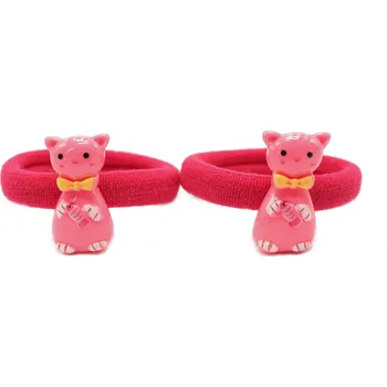 Gumičky s ozdobou kočky, 2 ks Barva: tmavě růžová