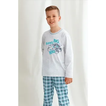Chlapecké pyžamo Chlapecké pyžamo MARIO 2650 modro-šedé, Velikost pyžama 104