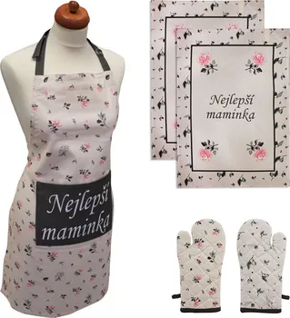 Kuchyňská zástěra Home Elements Nejlepší maminka sada růžové květy