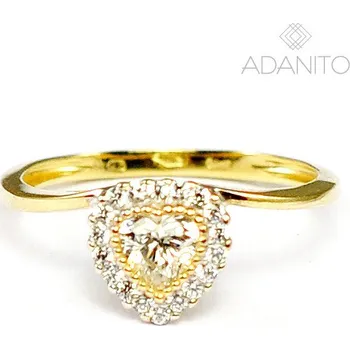 Prsten Zlatý prsten srdce se zirkony