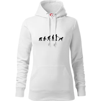 Dámská mikina Evoluce pes boxer (muž-žena) - Mikina dámská Cape s kapucí - 2XL ( Bílá )