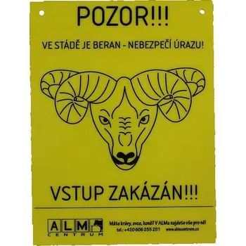 Značení Výstražná cedulka ALM - POZOR BERAN 2019 Výstražná cedulka ALM - "Pozor beran" 2019