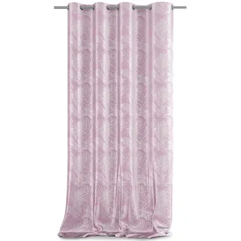 Závěs AmeliaHome Velvet Silver Leaves závěs růžový 140 x 245 cm