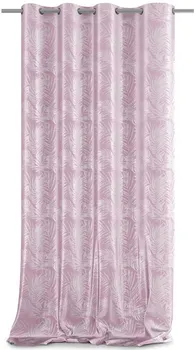 AmeliaHome Velvet Silver Leaves závěs růžový 140 x 245 cm