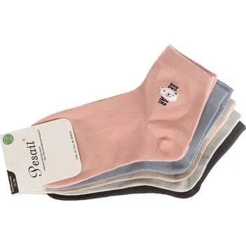 Dámské ponožky Dámské kotníkové ponožky Bavlna Medvídek 5párů (Bavlněné ponožky pro ženy 5 párů v balení)