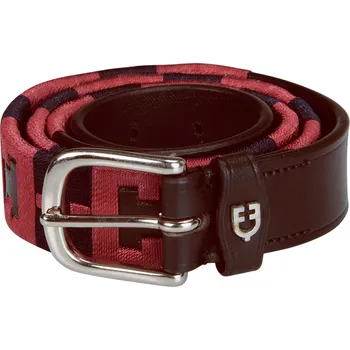 Opasek EQUESTRO Pásek kožený Polo H Equestro, brown/blue/burgundy Délka: 85 cm