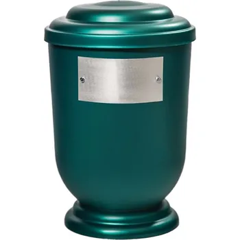 Smuteční dekorace Pohřební Plastová urna na popel, oválné oblé víčko, zelená, štítek č. 52, 100 x 50, bez výzdoby